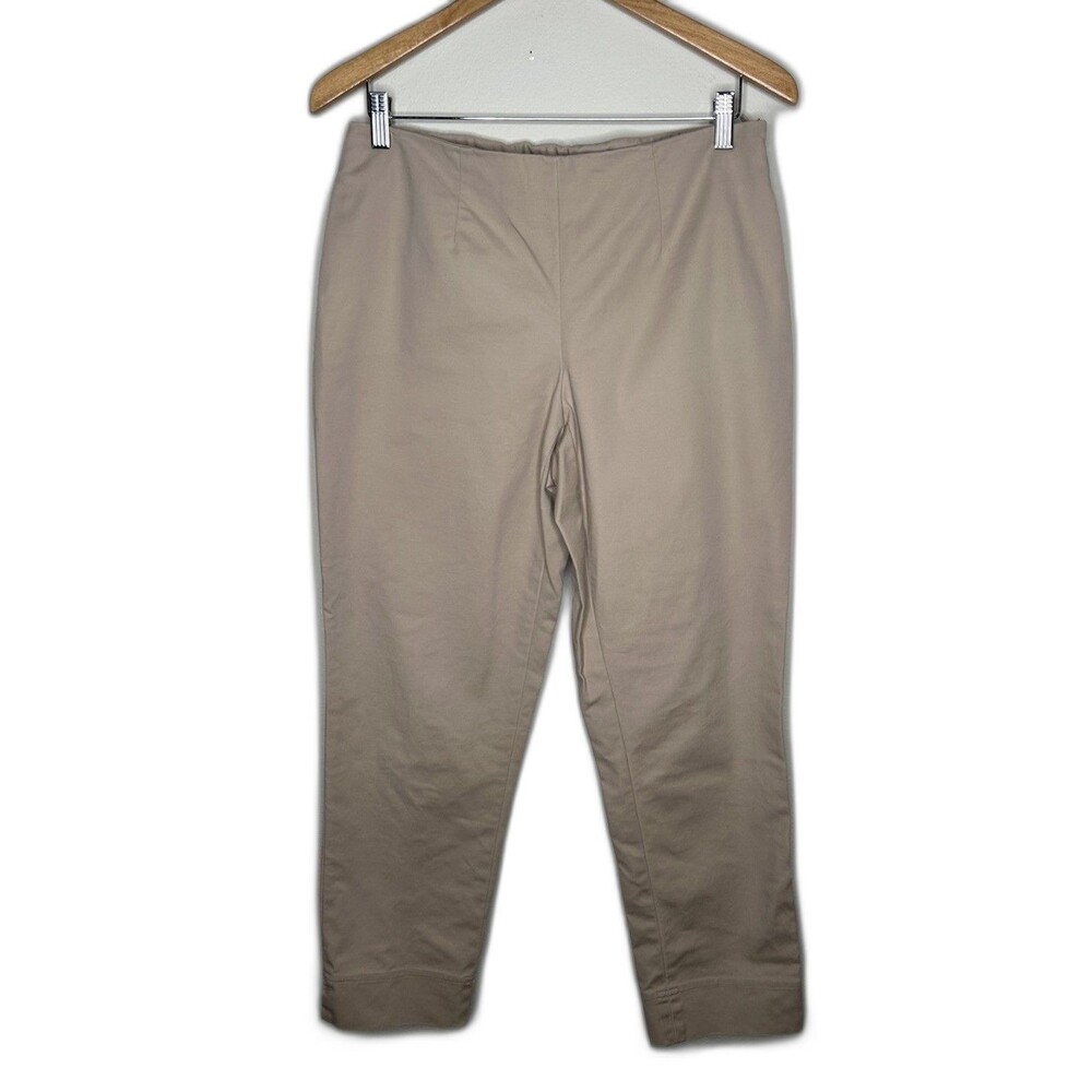 Ellen Tracy Womens Size 6 Beige Stretch Ankle Pants Side Zip Tailored Business